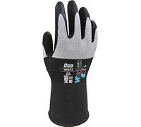 Wonder Grip WG-555 Duo - Guanto da lavoro con materiale in nylon sul dorso della mano, rivestimento in nitrile per una presa extra; tecnologia di lavorazione a maglia, XXL / 11, grigio e nero