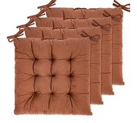 WONDER MIRACLE Confezione da 4 cuscini per sedie da pranzo, sedie da ufficio, auto, pavimenti, esterni, patio, lavabili in lavatrice e asciugabili in asciugatrice (flanella, 40,6 x 40,6 cm, caffè)