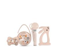 Suavinex, Regalo per Neonati. Set regalo con: Ciuccio con tettarella simmetrica SX Pro per neonati 0/6 mesi + Clip + Portaciuccio Duo + Massaggiagengive in silicone. (4 pezzi). Wonderland Rosa