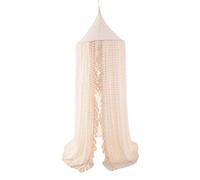 Wonder Space Baldacchino Elegante per Bambini - Tenda da Sogno per Ragazze Principessa con Pompon In rete di Pizzo, Asilo Nido Culla Tenda Appesa Zanzariera Bambini Decorazione Angolo Lettura, Beige