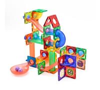 Wonder Toys Running Ball Set da 100 blocchi magnetici e mattoncini - Giocattolo educativo per bambini, ragazze e ragazzi dai 3 ai 7 anni - Giochi di apprendimento di costruzione