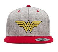 Wonder Woman Licenza Ufficiale Premium Snapback cap (Heather Grigio-Rosso), Taglia Unica