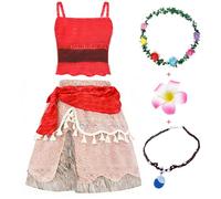 WonderBabe Costume da principessa avventura, per ragazze, per Halloween, due pezzi, vestito da principessa, per bambina, 3-8 anni, regalo di Natale e compleanno, taglia 9-10 anni (arancione, 3 pezzi)