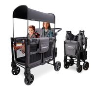 WONDERFOLD W2 Elite Pro Passeggino (2 posti) - Passeggino pieghevole con sedili con imbracature a 5 punti, maniglia regolabile e baldacchino regolabile, grigio antracite