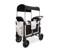 WONDERFOLD W2 Luxe Pro Passeggino (2 posti), passeggino pieghevole con sedili, cinture di sicurezza a 5 punti e tettuccio parasole regolabile (beige)