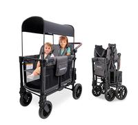 WONDERFOLD W2 Luxe Pro Passeggino (2 posti) - Passeggino pieghevole con sedili con cinture di sicurezza a 5 punti e tettuccio parasole regolabile, grigio antracite