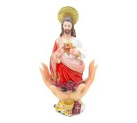 WONDERFUL Statua Sacra di Gesù con Cuore Sacro, 30 cm, Base Decorativa con Rose, Design Religioso