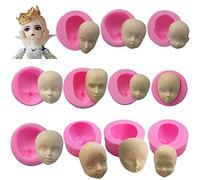 WonDerfulC, 11 stampi in silicone a forma di testa umana per fondente, modellini a forma di testa di bambola, per creare torte, argilla, resina, candele, sapone