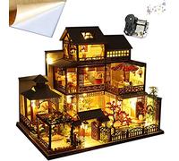 WonDerfulC - Casa giocattolo assemblata in stile giapponese, con decorazione architettonica in stile giapponese, con copertura antipolvere per casa delle bambole 3D, regalo creativo