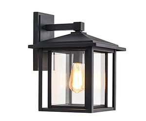 wonderlamp - Applique da parete esterna Avenue, 1xE27, Max. 60 W, IP 23, applique vintage, a forma di lanterna con vetro, nero