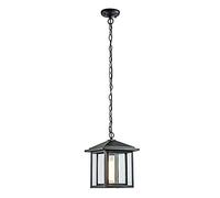Wonderlamp - Lampada a sospensione esterna Avenue, 1xE27, max. 60 W, IP 23, lampada vintage a forma di lanterna con vetro, nero