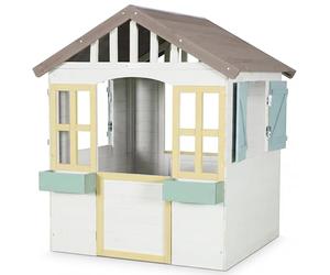 WONDERMAKE® Design Casetta per Bambini in Legno con 2 Aiuole e Porta + Finestra Magnetica, Casetta Giocattolo per Bambini da 3 Anni, per Giardino, All'aperto, Resistente alle Intemperie, Piccola e