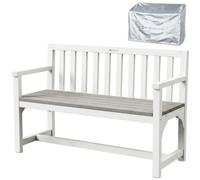 WONDERMAKE® Panca da giardino in legno resistente alle intemperie con | Panchina da esterni moderna, resistente alle intemperie, con custodia, panca da parco massiccia, da giardino, a due posti