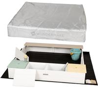 WONDERMAKE® Sabbiera di design con cucina fangosa, copertura Oxford 420D, pellicola in tessuto non tessuto, cassetta di sabbia quadrata, richiudibile, per esterni, per bambini, colore bianco