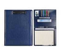 Wonderpool A4 Appunti in PU pelle Partfolio Notepad Porta moduli - Intervista Planner Meeting Scrittura Padfolio File Porta documenti per ufficio Viaggi Scuola Hotel Ospedale (A4,Blu)