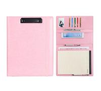 Wonderpool A4 Appunti in PU pelle Partfolio Notepad Porta moduli - Intervista Planner Meeting Scrittura Padfolio File Porta documenti per ufficio Viaggi Scuola Hotel Ospedale(A4,Rosa)