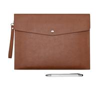 Wonderpool A4 Cartelle Portadocumenti Busta in PU Pelle Alta Capacità Multifunzione portafoglio per carta Lettera Cancelleria Organizer e Custodia per tablet Custodia per PC (Caffè)