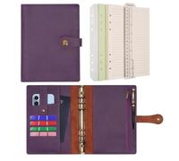 Wonderpool A5 Diario Viaggio Quaderno Taccuino Carta a righe Ricaricabile, Organizzatore in pelle con anelli per budget e penna per ufficio scuola pianificazione aziendale scrittura (Viola, A5)