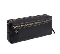 Wonderpool Astuccio Portapenne in Pelle Porta Pennarelli Borsa Grande Capacità con Tasca Laterale con Cerniera per Cancelleria Utensili da Trucco Organizer (Nero)