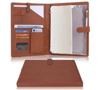 Wonderpool Cartella per Documenti in Pelle A4, Raccoglitore ad Anelli Rimovibile con Portablocchi e multi tasca Organizzatore per Ufficio Conferenza Riunione e Lavoro (Marrone)