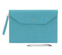 Wonderpool Cartelle Portadocumenti A4 in Pelle Sintetica Alta Capacità Buste Custodia per Portfolio di documenti e Cancelleria Organizer e Custodia Multifunzione per Tablet PC (Ciano)