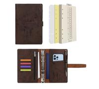 Wonderpool Diari Pelle 6 Raccoglitore ad Anelli Organizer per Cartelle con Carta Punteggiata, Quaderno per Scrivere Ricaricabile e Copertina Multitasche per Viaggi di Lavoro e Studio (A6, Caffè)