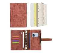 Wonderpool Diari Pelle 6 Raccoglitore ad Anelli Organizer per Cartelle con Carta Punteggiata, Quaderno Scrivere Ricaricabile e Copertina Multitasche per Viaggi di Lavoro (A6,Marrone)