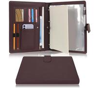 Wonderpool Portadocumenti A4 PU Pelle con 4 Anelli Portadocumenti Multi Documento con Raccoglitore Rimovibile per Appunti e Tasca Funzionale per Organizzatore Ufficio Viaggi Scuola (Marrone)