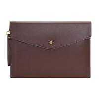 Wonderpool Portadocumenti per buste A4 -Portafoglio multifunzione in vera pelle leggera per organizer per documenti cartacei Custodia per tablet PC (Caffè)