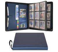 Wonderpool Raccoglitore Carte Toploader 9 Tasche - Contiene 360 Toploader con Tasche Interne Extra Grandi | Pelle PU Impermeabile Album Caricamento Laterale per MTG TCG Yugioh Carte Sportive, Blu
