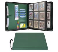 Wonderpool Raccoglitore Carte Toploader 9 Tasche - Contiene 360 Toploader con Tasche Interne Extra Grandi | Pelle PU Impermeabile Album Caricamento Laterale per MTG TCG Yugioh Carte Sportive, Verde