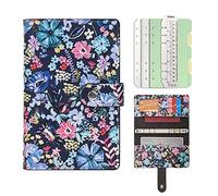 Wonderpool Raccoglitori per quaderni in pelle ricaricabili Diario con motivo a spirale con tasca interna- 100gsm Carta a righe per viaggi scolastici lavoro (Flowers, A6)