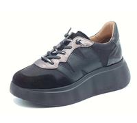 Wonders A-3631 Roma Trend Negro Sneakers per Donna in Tessuto e Nabuk Nero Zeppa Alta (Taglia 36)