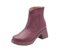 Wonders E-7125 Flytres Wild Vino Tronchetti per Donna in Pelle Martellata con Lampo e Tacco (Taglia 36)