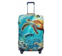 Wonders of The Sea and Tropical Oasis - Copertura elastica per valigia, da viaggio, antigraffio, con stampa, Nero , XL