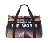 Wonders of the world - Borsone da viaggio per uomini e donne, borsa da viaggio pieghevole e spaziosa borsa da viaggio per riporre articoli da toeletta, articoli personali, nero, L, Nero , L