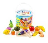 Wondertoys Set da Taglio per Frutta e Verdura in Legno Legno Cibo Finta Cucina Playset Giocattolo per l'apprendimento Regali di Natale per Bambini di 1 2 3 4 Anni (13 Pezzi)