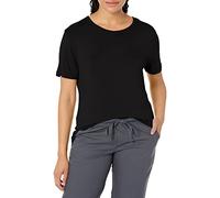 WonderWink Silky - Maglietta a Maniche Corte da Donna, L, Nero, 1