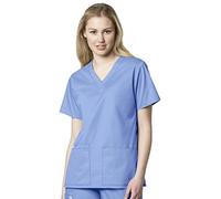 WonderWink Top Unisex con Scollo a, Blu Ceil, S