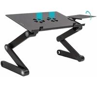 WonderWorker Einstein Tavolino Porta Laptop in Alluminio Nero Regolabile e Pieghevole, per Letto Divano e Scrivania con Piattaforma Porta Mouse, 2 Ventole USB di Raffreddamento, Multi Funzione