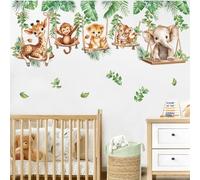 wondever Adesivi Murali Animali della Giungla Tropicali Vite Sticker da Muro Safari Scimmia Elefante Leone Adesivi da Parete per Camerette Bambini Asilo Nido