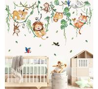 wondever Adesivi Murali Animali della Giungla Vite Sticker da Muro Animali Safari Leone Tigre Scimmia Adesivi da Parete per Camerette Bambini Asilo Nido Camera da Letto