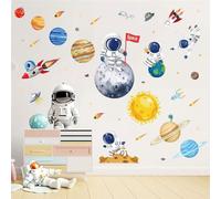 wondever Adesivi Murali Pianeti nello Spazio Sticker da Muro Astronauta Sistema Solare Razzo Adesivi da Parete per Camerette Bambini Asilo Nido