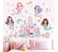 wondever Adesivi Murali Sirene Castello Adesivi Parete Sotto il Mare Oceano | Sticker da Muro Autoadesivo, Stacca e Attacca, Rimovibile, Decorazioni per Asilo Nido Camerette Bambini Camera da Letto