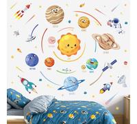 wondever Adesivi Murali Sistema Solare Sticker da Muro Spazio Pianeti Razzo Adesivi da Parete per Camerette Bambini Ragazzi Asilo Nido