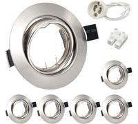 Wondlumi 6 Pezzi Cornice Faretti LED da Incasso,Portalampada Gu10 Portafaretto Rotondo Metallo Spazzolato Orientabile A 30°Con Cornice 230V,Faretti da Incasso per Cartongesso 50mm LED e Alogeno