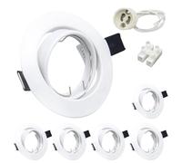 Wondlumi 6x Cornice Faretti da Incasso per Cartongesso GU10,Orientabili a 30°,Foro 68mm-80mm,Portafaretto Rotondo Bianco,Faretti Led Soffitto Portalampada GU10 per Faretto e Alogeno