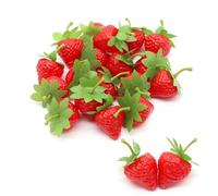 Wondora 20 Pezzi Fragole Artificiali Rosse Finte, Plastica Fragola Finta Frutta, Decorazione Realistica, Piccoli Oggetti di Scena, Decorazione per Casa, Fotografie, Oggetti Di Scena (Rosso)