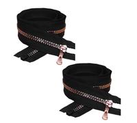 Wonesifee Cerniere separabili #5 in plastica e resina, con denti color oro rosa, resistenti, per cucito, abbigliamento, giacche, cappotti, zaini, abbigliamento sportivo, fai da te, nero, 2 pezzi (50