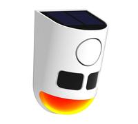 WONFAST Allarme solare a infrarossi per esterni, rilevatore di movimento, sirena da 129 dB, allarme sonoro con 13 suoni, 6 LED rossi lampeggianti, luce stroboscopica di sicurezza per esterni, villa